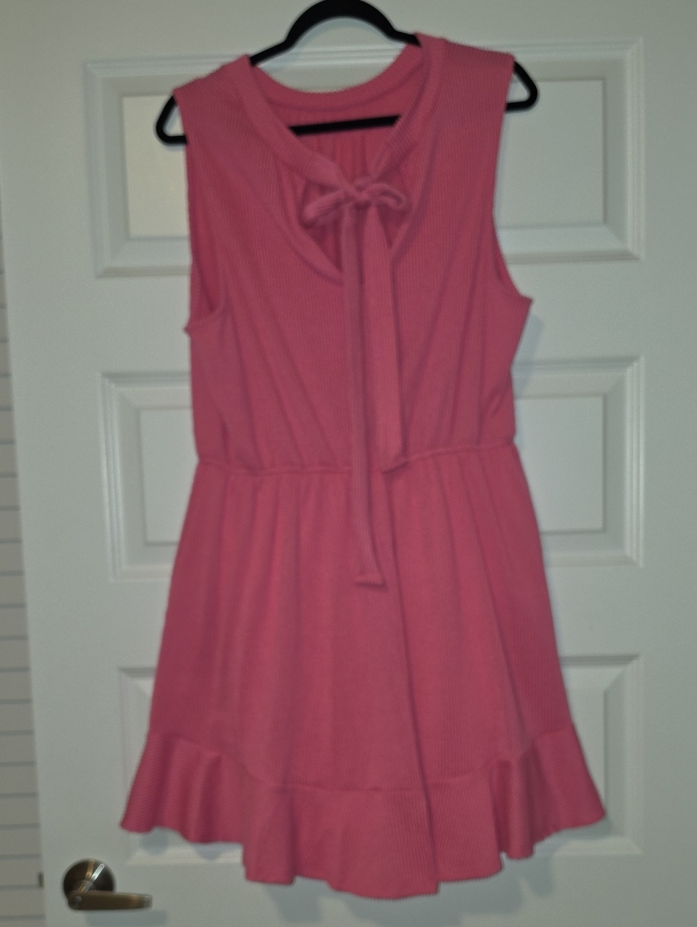 Women's Pink Tie-Neck Ruffle A-line Romper